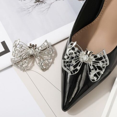 14 PCS Rhinestone Bow Shoe Clips Shoe Buckle Classic Decorative Bow Clips للأحذية سحر أحذية قابلة للإزالة أنيقة للنساء ملحقات الأحذية للنساء مقطع على زفاف حذاء المجوهرات. in Kuwait