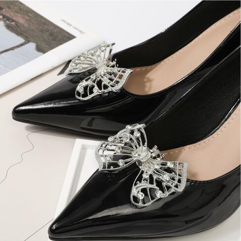 14 PCS Rhinestone Bow Shoe Clips Shoe Buckle Classic Decorative Bow Clips للأحذية سحر أحذية قابلة للإزالة أنيقة للنساء ملحقات الأحذية للنساء مقطع على زفاف حذاء المجوهرات. in Kuwait