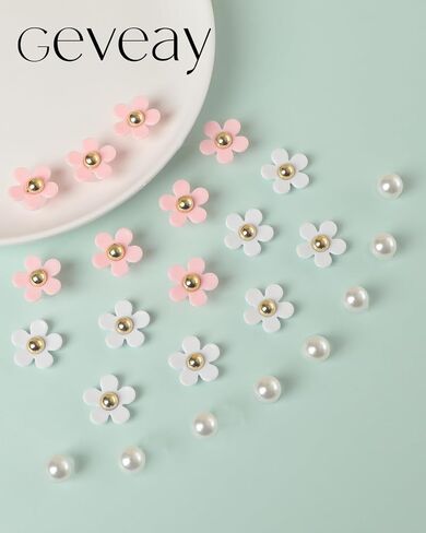 Flower Shoe Charms for Women Girl 24Pcs Cute Flower Pearl Shoe Charms DIY Clog Sandals Accessories Decoration Birthday Party Favors in Saudi Arabia