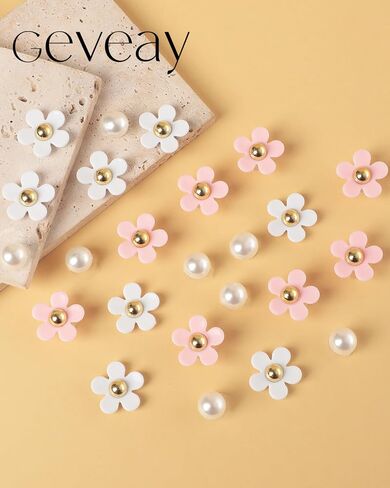 Flower Shoe Charms for Women Girl 24Pcs Cute Flower Pearl Shoe Charms DIY Clog Sandals Accessories Decoration Birthday Party Favors in Saudi Arabia