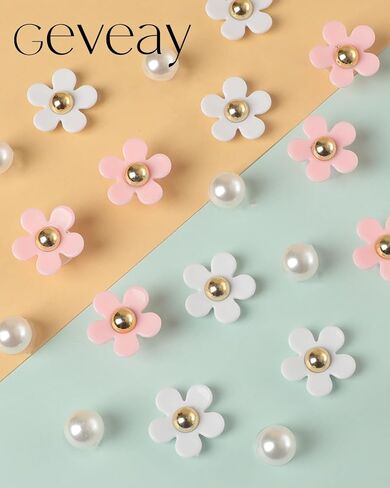 Flower Shoe Charms for Women Girl 24Pcs Cute Flower Pearl Shoe Charms DIY Clog Sandals Accessories Decoration Birthday Party Favors in Saudi Arabia