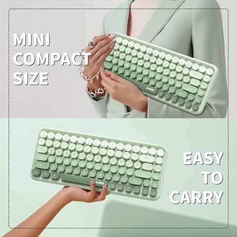FELICON 308i Wireless Bluetooth Keyboard, Retro Typewriter Design with Gradient Colorful Round Keycaps and Cute Magnetic Cat Doll, 84 Keys, Multi Device Keyboard for iPad/Laptop/PC/Win/Mac(Blue) in Saudi Arabia