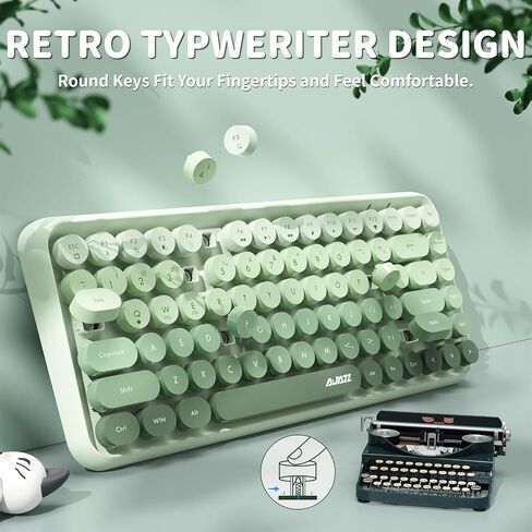 FELICON 308i Wireless Bluetooth Keyboard, Retro Typewriter Design with Gradient Colorful Round Keycaps and Cute Magnetic Cat Doll, 84 Keys, Multi Device Keyboard for iPad/Laptop/PC/Win/Mac(Blue) in Saudi Arabia