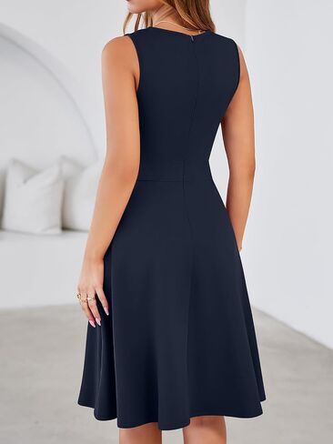 YATHON Fit and Flare Cocktail Dress A-Line Pleated Knee Length Stretchy Semi Formal Dresses for Women with Pockets in Saudi Arabia