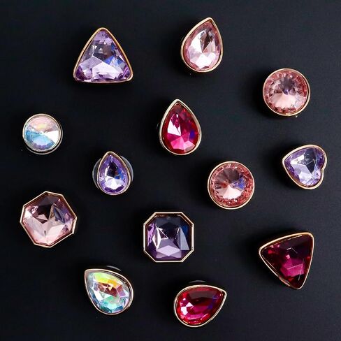 26 Pcs Bling Jewelry Shoe Charm Colorful Gems Rhinestone Crystal Shoe Accessories Decoration, Clog Sandal Slipper Charms for Women Valentine's Day Birthday Party Favor in Kuwait