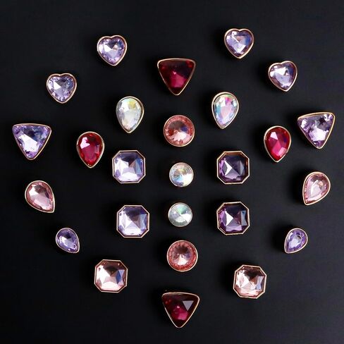 26 Pcs Bling Jewelry Shoe Charm Colorful Gems Rhinestone Crystal Shoe Accessories Decoration, Clog Sandal Slipper Charms for Women Valentine's Day Birthday Party Favor in Kuwait