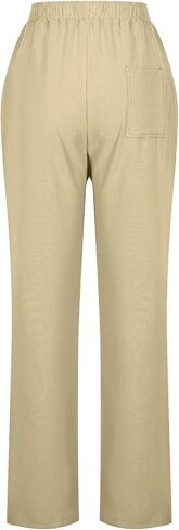 Womens Baggy Wide Leg Pants High Waisted Drawstring Elastic Waist Palazzo Trousers Travel Work Pants with Pockets in Kuwait