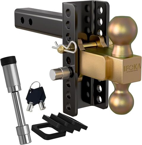 Adjustable Trailer Hitch, 6 Inch Drop Hitch Ball Mount, 20,000 LBS GTW, Tow Hitch for Heavy Duty Truck with Double Hitch Locks and Pin, Solid Shank (2 Inch Receiver) in Kuwait