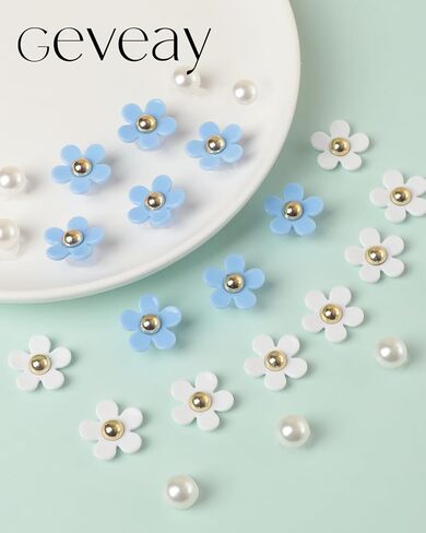 Flower Shoe Charms for Women Girl 24Pcs Cute Flower Pearl Shoe Charms DIY Clog Sandals Accessories Decoration Birthday Party Favors in Saudi Arabia