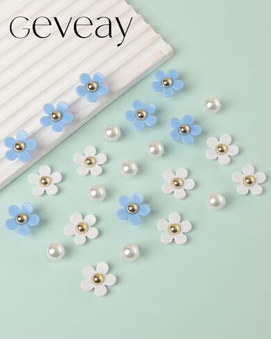 Flower Shoe Charms for Women Girl 24Pcs Cute Flower Pearl Shoe Charms DIY Clog Sandals Accessories Decoration Birthday Party Favors in Saudi Arabia