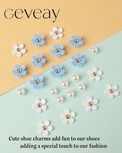 Flower Shoe Charms for Women Girl 24Pcs Cute Flower Pearl Shoe Charms DIY Clog Sandals Accessories Decoration Birthday Party Favors in Saudi Arabia