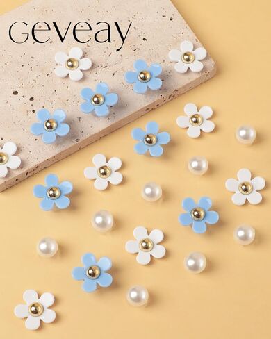 Flower Shoe Charms for Women Girl 24Pcs Cute Flower Pearl Shoe Charms DIY Clog Sandals Accessories Decoration Birthday Party Favors in Saudi Arabia