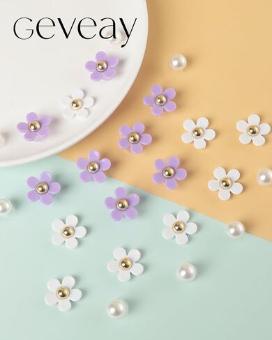 Flower Shoe Charms for Women Girl 24Pcs Cute Flower Pearl Shoe Charms DIY Clog Sandals Accessories Decoration Birthday Party Favors in Saudi Arabia