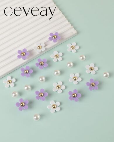 Flower Shoe Charms for Women Girl 24Pcs Cute Flower Pearl Shoe Charms DIY Clog Sandals Accessories Decoration Birthday Party Favors in Saudi Arabia