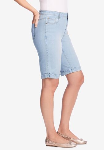 Woman Within Plus Size Stretch-Denim Five-Pocket Bermuda Jeans Shorts in Saudi Arabia