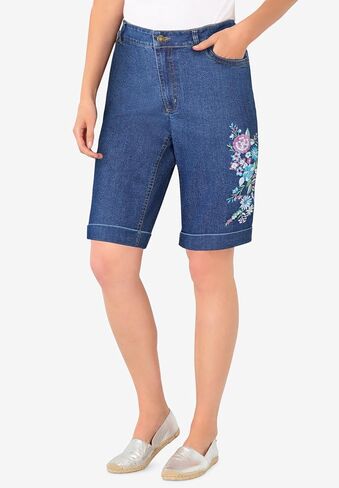 Woman Within Plus Size Stretch-Denim Five-Pocket Bermuda Jeans Shorts in Saudi Arabia