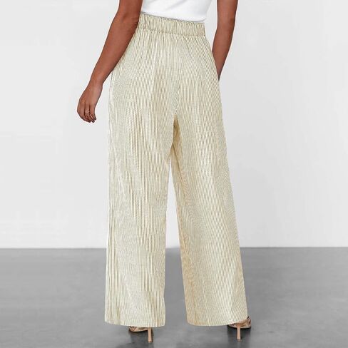 Women's Wide Leg Lounge Pants High Waisted Palazzo Pants Work Casual Flowy Tie Knot Loose Trousers with Pockets in Saudi Arabia