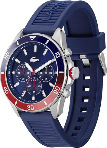 Lacoste Men's Stainless Steel Quartz Watch with Silicone Strap, Black, 22 (Model: 2011152) in Saudi Arabia