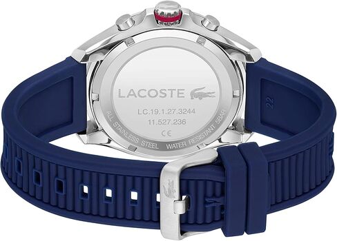 Lacoste Men's Stainless Steel Quartz Watch with Silicone Strap, Black, 22 (Model: 2011152) in Saudi Arabia