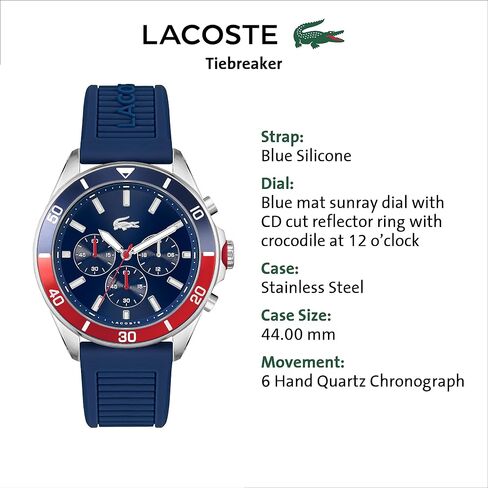 Lacoste Men's Stainless Steel Quartz Watch with Silicone Strap, Black, 22 (Model: 2011152) in Saudi Arabia