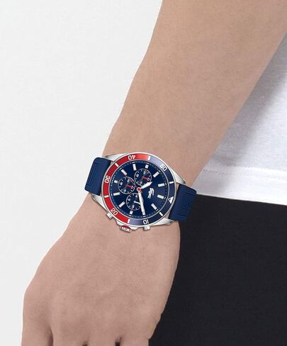 Lacoste Men's Stainless Steel Quartz Watch with Silicone Strap, Black, 22 (Model: 2011152) in Saudi Arabia