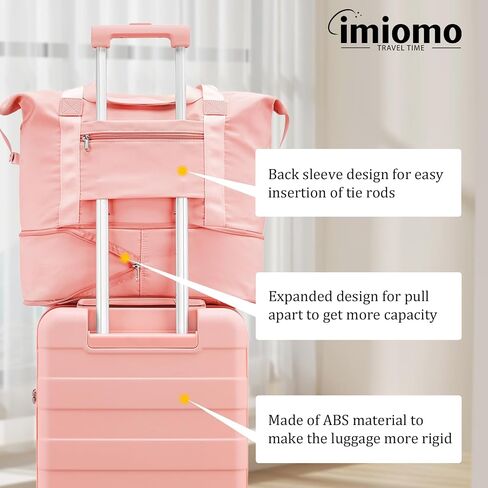 imiomo Luggage Sets 2 Piece Carry on and Check,Hardside Suitcase with Spinner Wheels, Lightweight Rolling Travel Luggage with TSA Lock (Beige, 4PCS) in Kuwait