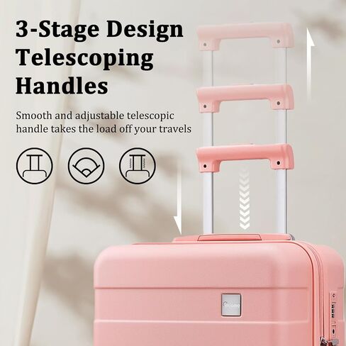 imiomo Luggage Sets 2 Piece Carry on and Check,Hardside Suitcase with Spinner Wheels, Lightweight Rolling Travel Luggage with TSA Lock (Beige, 4PCS) in Kuwait