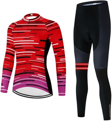 Women's Cycling Jersey Set Long Sleeve Bike Shirt Bicycle Clothing Cycling Pants with Gel Padded in Saudi Arabia