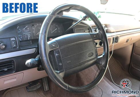 Richmond Auto Opholstery - غطاء عجلة القيادة الجلدية: سائق ، أسود (متوافق مع 1992 1993 1994 1995 1996 Ford Bronco) in Kuwait