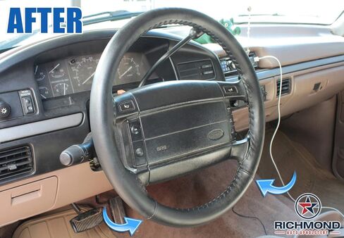 Richmond Auto Opholstery - غطاء عجلة القيادة الجلدية: سائق ، أسود (متوافق مع 1992 1993 1994 1995 1996 Ford Bronco) in Kuwait