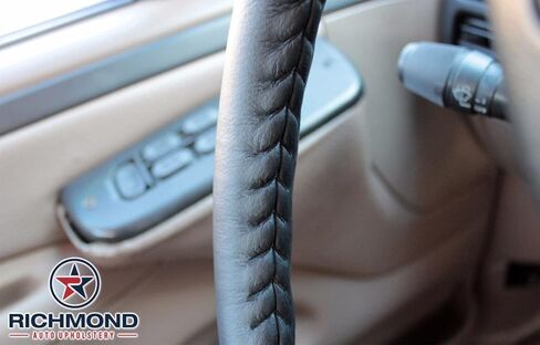 Richmond Auto Opholstery - غطاء عجلة القيادة الجلدية: سائق ، أسود (متوافق مع 1992 1993 1994 1995 1996 Ford Bronco) in Kuwait
