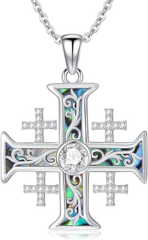 Jerusalem Cross Necklace for Men Sterling Silver Jerusalem Cross Pendant Cross Jewelry for Birthday Christmas in Kuwait