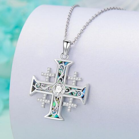 Jerusalem Cross Necklace for Men Sterling Silver Jerusalem Cross Pendant Cross Jewelry for Birthday Christmas in Kuwait