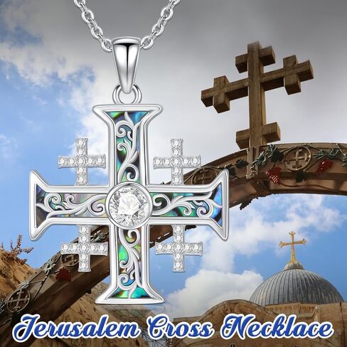 Jerusalem Cross Necklace for Men Sterling Silver Jerusalem Cross Pendant Cross Jewelry for Birthday Christmas in Kuwait