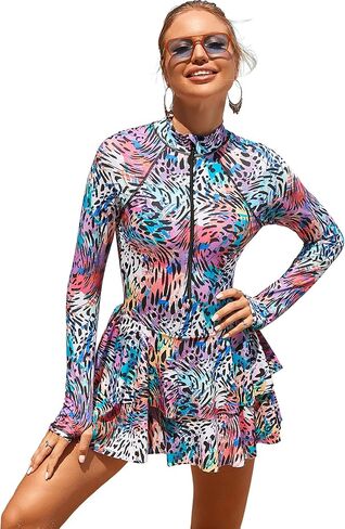Rash Guard for Women Long Sleeve One Piece Swimsuit UV UPF 50+ Swim Shirt Bathing Suit Modest Swimwear in Saudi Arabia