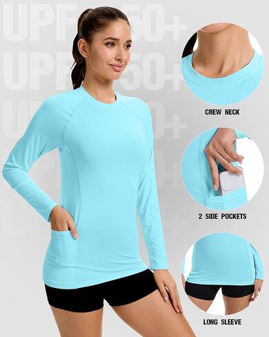 Janmercy 3 Pack Rash Guard for Women UPF 50+ SPF UV Sun Protects Twist قمصان تجريب طويلة الأكمام مع جيوب in Saudi Arabia