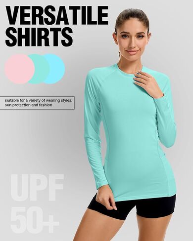 Janmercy 3 Pack Rash Guard for Women UPF 50+ SPF UV Sun Protects Twist قمصان تجريب طويلة الأكمام مع جيوب in Saudi Arabia