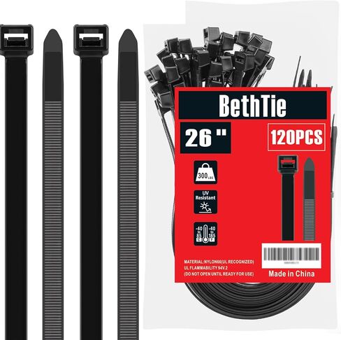 20 inch Zip Ties Heavy Duty 50 PCS, 250 LBS Ultra Strong Plastic Wire Ties, Large Cable Ties Extra Long Tie Wraps, Indoor and Outdoor UV Resistant in Saudi Arabia