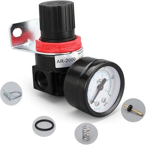 AR2000 AR3000 G1/4'' 6mm 8mm 10mm 12mmAir Control Compressor Pressure Relief Regulator Valve with Fitting(AR3000 6mm Fitting) in Saudi Arabia