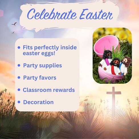 Mini Jesus Figures 50 Pcs-Tiny Jesus Bulk-Little Christ Figurines for Easter Egg Stuffers, Religious Party Favors and Gifts, Sunday School, Classroom Crafts, Baptism, Confirmation (Multicolor Jesus) in Saudi Arabia