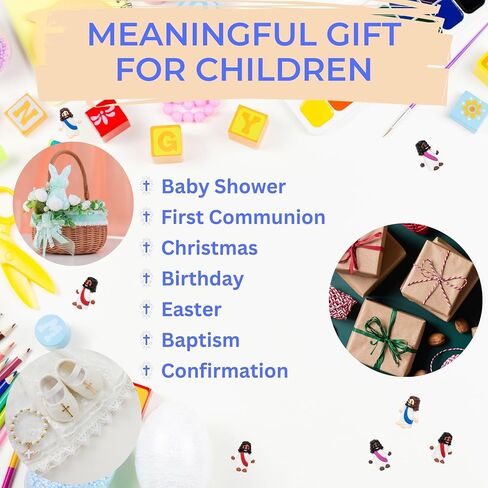 Mini Jesus Figures 50 Pcs-Tiny Jesus Bulk-Little Christ Figurines for Easter Egg Stuffers, Religious Party Favors and Gifts, Sunday School, Classroom Crafts, Baptism, Confirmation (Multicolor Jesus) in Saudi Arabia