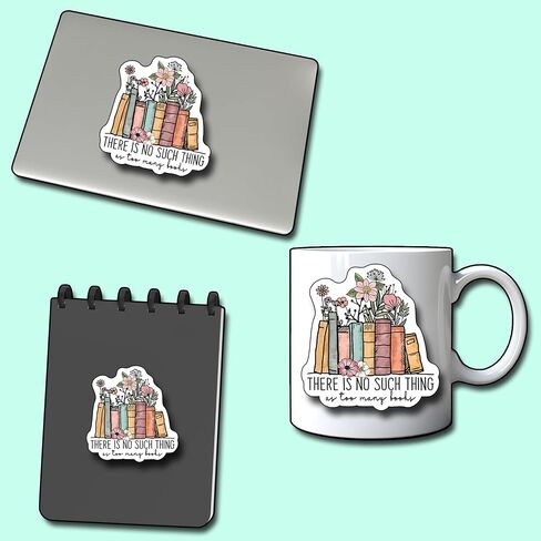 (3Pcs) There is No Such Thing As Too Many Books Sticker, Decorate Books, Laptops, Water Bottles Kindles Stickers, Phones Tumbler Sticker - Waterproof Vinyl 3" Inch in Kuwait
