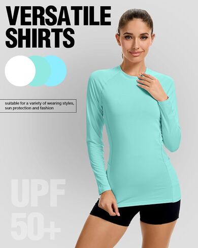 Janmercy 3 Pack Rash Guard for Women UPF 50+ SPF UV Sun Protects Twist قمصان تجريب طويلة الأكمام مع جيوب in Kuwait