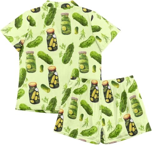 PJS Womens Short Sleeve Button Down Pajamas تعيين ملابس ليلية من قطعتين مع جيوب in Kuwait