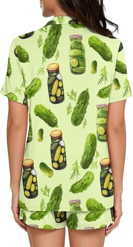 PJS Womens Short Sleeve Button Down Pajamas تعيين ملابس ليلية من قطعتين مع جيوب in Kuwait