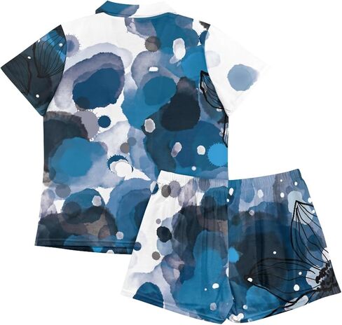 PJS Womens Short Sleeve Button Down Pajamas تعيين ملابس ليلية من قطعتين مع جيوب in Kuwait