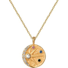 Cicy Bell 18k Gold Plated Necklace for Women Princess Cubic Zirconia Dainty Pendant Necklace Trend Jewelry Gift, 17.7" + 1.9" Extender in Kuwait