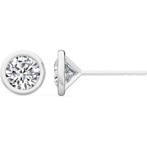 1-10 Carat (ctw) White Gold Round Cut LAB GROWN Diamond Bezel Stud Earrings Color E-F Clarity VS2-SI1 in Kuwait