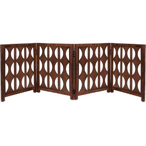 بوابة أمان خشبية قابلة للطي للكلاب الأليفة - 3 ألواح قوسية 20 عرضًا × 24 ارتفاعًا - خشب صلب منحوت يدويًا وMDF - سياج داخلي محمول قائم بذاته وقاعة مدخل داخلية - مجمعة بالكامل - بني قرفة - إيرونجات in Kuwait