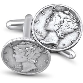 Coin Jewelry-Authentic Handmade Mercury Dime Cuff Links in Saudi Arabia